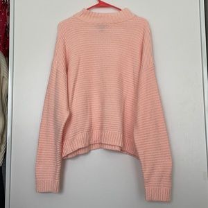 Peach Chenille Mock Neck Sweater